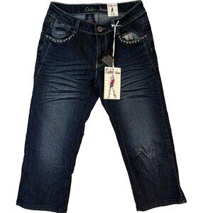 New Suka Jean Mid-Rise Capri Studded Pockets Size 6